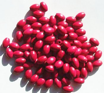 100 9x6mm Red Oval Wood Beads