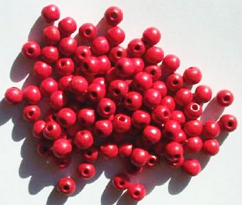 100 6mm Red Round Wood Beads