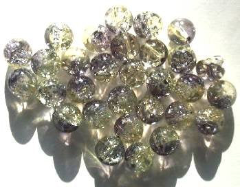 30 10mm Light Yellow & Grey Crackle Beads