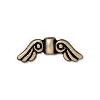 1 5x14mm Brass Oxide TierraCast Small Angel Wing Bead