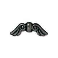 1 5x14mm Black TierraCast Small Angel Wing Bead