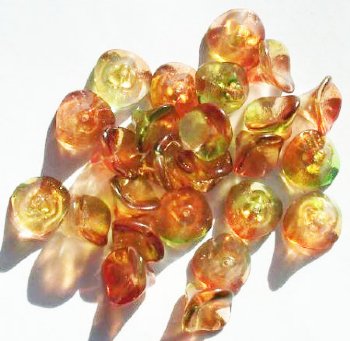 25 9mm Peach & Pear 3 Petal Drop Bell Flower Beads