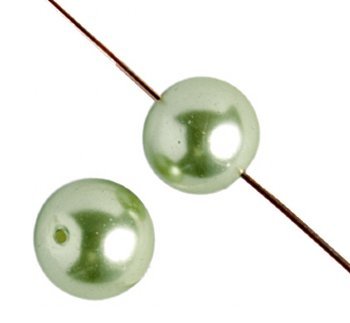 20 12mm Light Olive Glass Pearl Beads