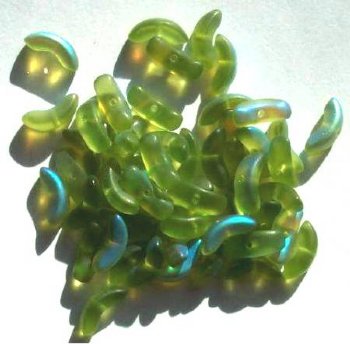 50 10mm Matte Olive AB Angel Wing Beads