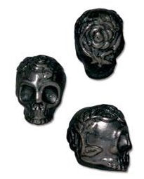 1 10mm TierraCast Black Oxide Rose Skull Bead