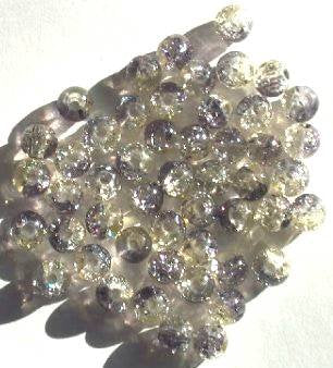 50 6mm Light Yellow and Grey Crackle Glass Beads