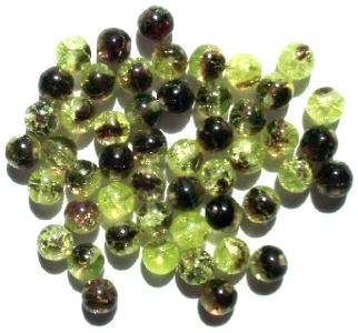 50 6mm Jonquil and Dark Purple Crackle Glass Beads