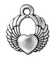 1 12mm TierraCast Antique SIlver Winged Heart Pendant