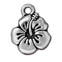1 13mm TierraCast Antique Silver Hibiscus Pendant