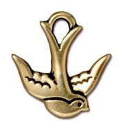 1 15mm TierraCast Antique Gold Swallow Pendant