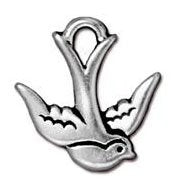 1 15mm TierraCast Antique Silver Swallow Pendant