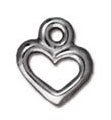 1 10mm TierraCast Rhodium Open Heart Pendant