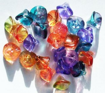 25 9mm Three Petal Drop Flower Bead Mix