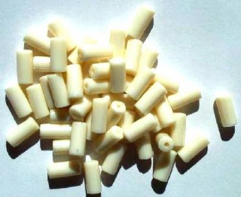 50 13x6mm Opaque Ivory Acrylic Tube Beads