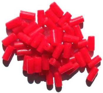 50 13x6mm Opaque Red Acrylic Tube Beads