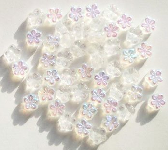 50 8mm Transparent Matte Crystal 5 Petal Flower Beads