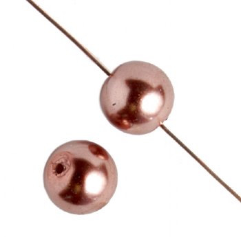 16 inch strand of 8mm Round Light Chocolate Glass Pearl Beads