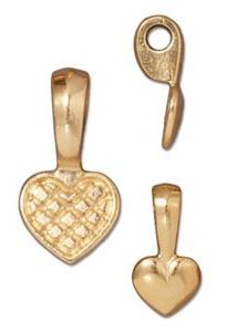 1 20x10mm TierraCast Glue On Gold Heart Bail