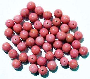 25 8mm Round Opaque Pink Glass Beads