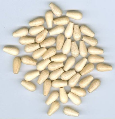 50 12x6mm Natural Drop Wood Beads