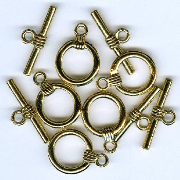 5 16mm Antique Gold Plain Toggle Clasps