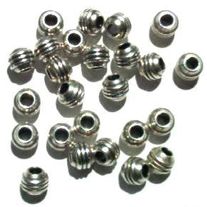 25 5mm Ridged Antique Silver Metal Beads