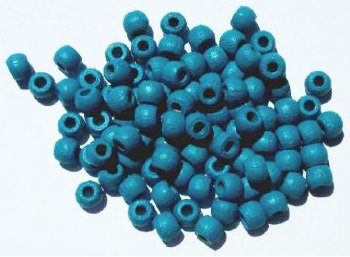 100 5x6mm Turquoise Crow Wood Beads
