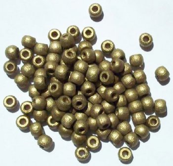 100 5x6mm Gold Lacquered Crow Wood Beads