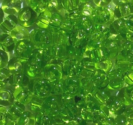 20 Gram Vial of 2/0 Transparent Chartreuse Green Seed Beads