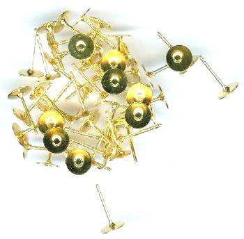 50 6mm Gold Flat Pad Earring Post