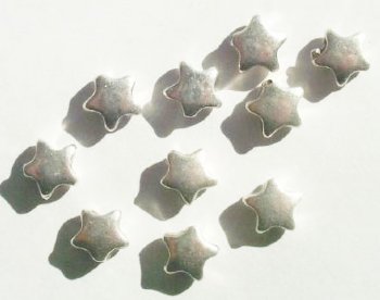 10 9x4mm Antique Silver Metal Star Beads