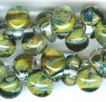 10 7mm Earthy Forest Unicorne Mini Teardrop Beads (22336)