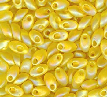 LM0136FR - 10 Grams Matte Transparent Yellow Iris 4x7mm Long Miyuki Magatama Drop Beads