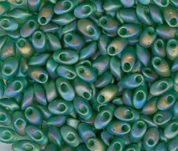 LM0146FR - 10 Grams Matte Transparent Green Iris 4x7mm Long Miyuki Magatama Drop Beads