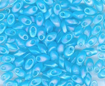 LM0148FR - 10 Grams Matte Transparent Aqua Iris 4x7mm Long Miyuki Magatama Drop Beads