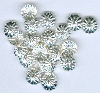 50 8mm Silver Plated Ribbed Bead Caps