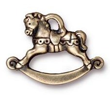 1 16x22mm TierraCast Brass Oxide Rocking Horse Pendant