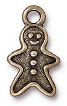 1 19x11mm TierraCast Brass Oxide Gingerbread Man Pendant