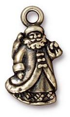 1 22x12mm TierraCast Brass Oxide St. Nick / Santa Pendant