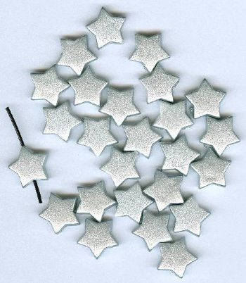 25 13mm Silver Pearlized Acrylic Star Beads