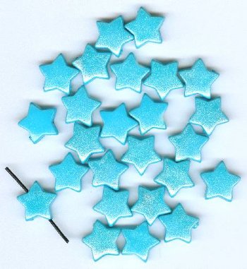 25 13mm Aqua Pearlized Acrylic Star Beads