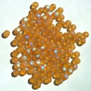 50 6mm Transparent Matte Topaz AB Round Beads