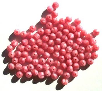 50 6mm Satin Pink Round Glass Beads