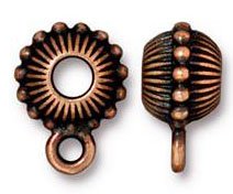8x11mm TierraCast Large Hole Beaded Crown Antique Copper Bail