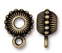 1 8x11mm TierraCast Large Hole Beaded Crown Brass Oxide Bail