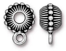 1 8x11mm TierraCast Large Hole Beaded Crown Antique Silver Bail