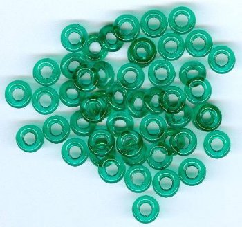 50 3x9mm Transparent Light Emerald Ring Beads