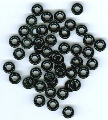 50 3x9mm Opaque Black Glass Ring Beads