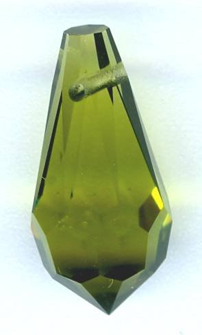1 9x18mm Preciosa Olivine Round Cut Drop