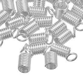 20, 9.5x4.5mm Bright Silver Lanyard Coil Ends